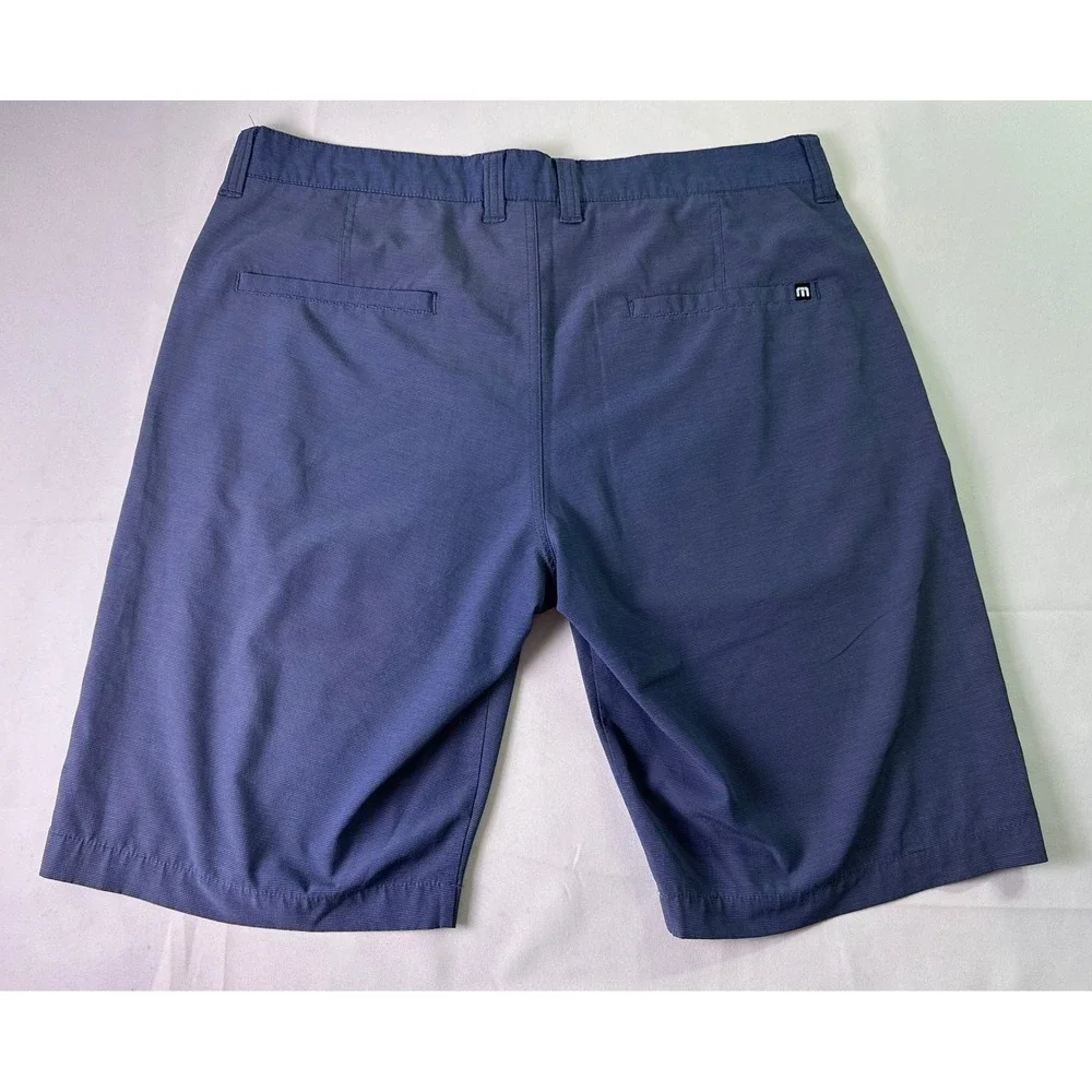 TravisMathew Golf Shorts Blue Heathered Stripe Performance Stretch Hybrid Men 33